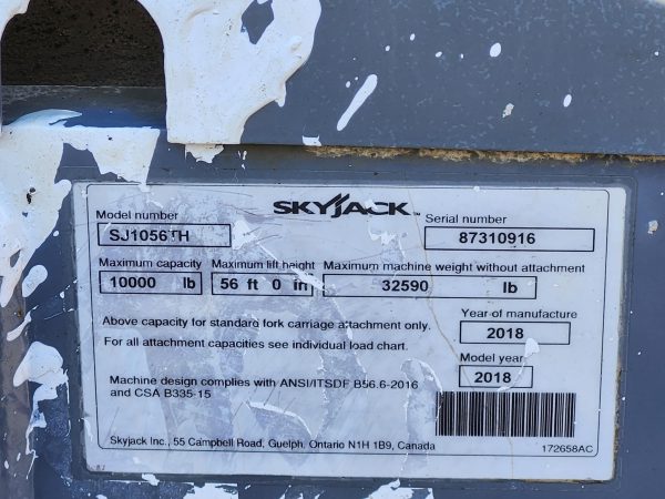 2019 Skyjack SJ1056TH Telehandler skytrak 2485 hours - Image 12