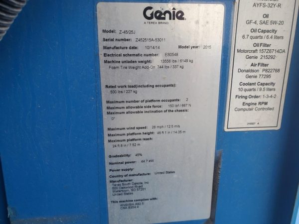 2015 Genie Z45/25J Telehandler - Image 24