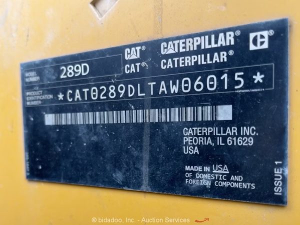 2017 Caterpillar 289D Skid Steer Crawler Track Loader Cab Aux Hyd - Image 2